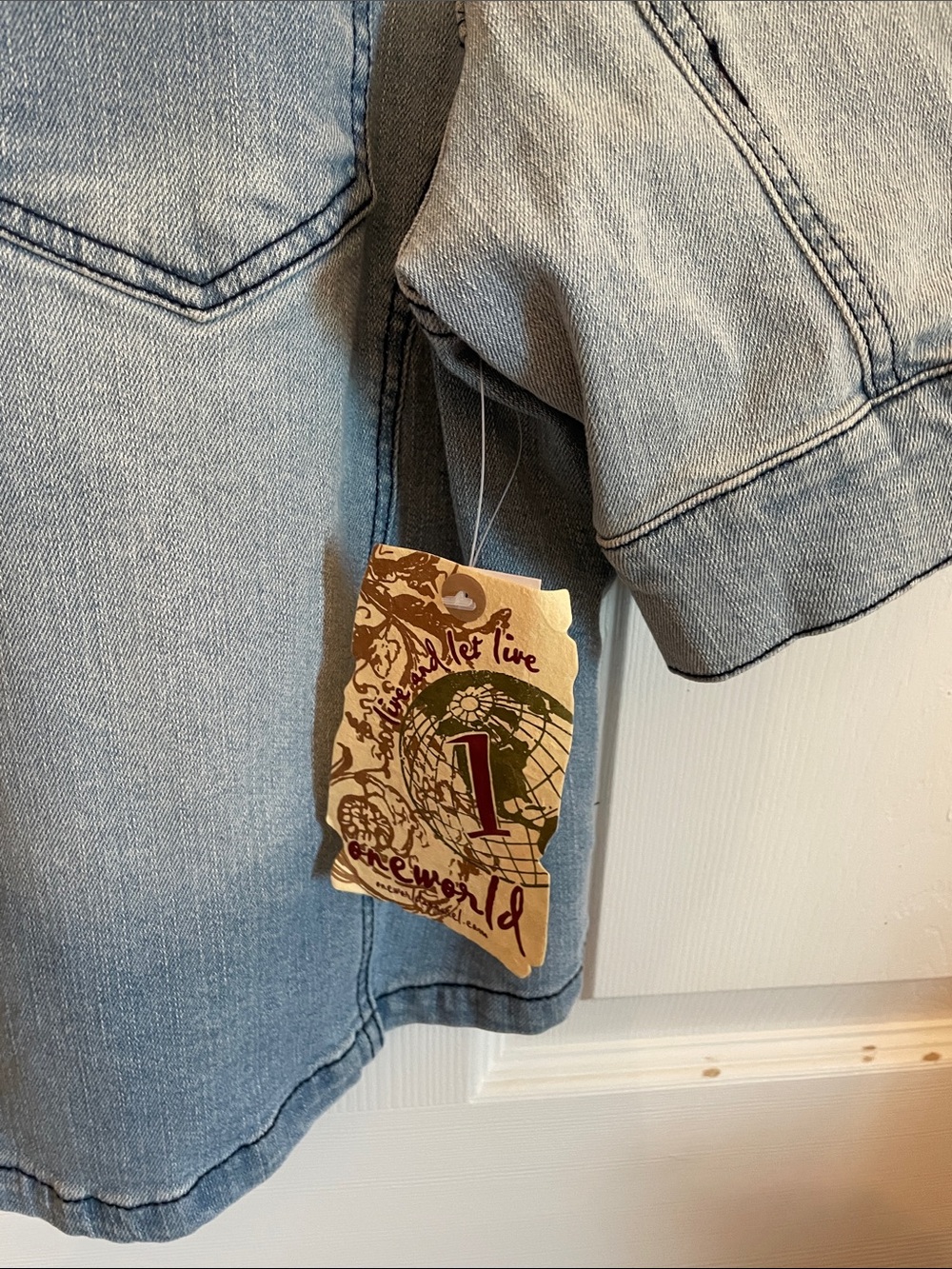 One World Light Wash Denim Button-Up Jacket - Picture 2 of 8